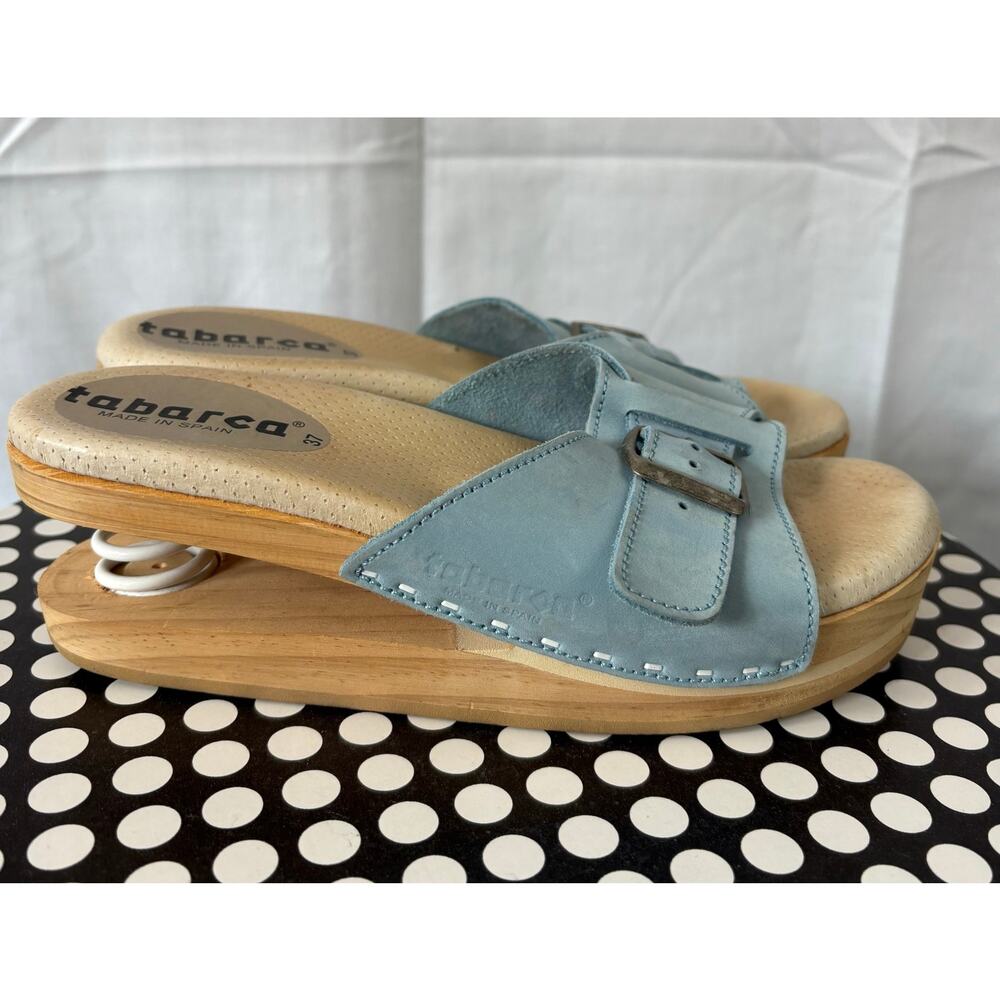 Tabarca Blue Leather Spring Sandals Made in Spain Size 37